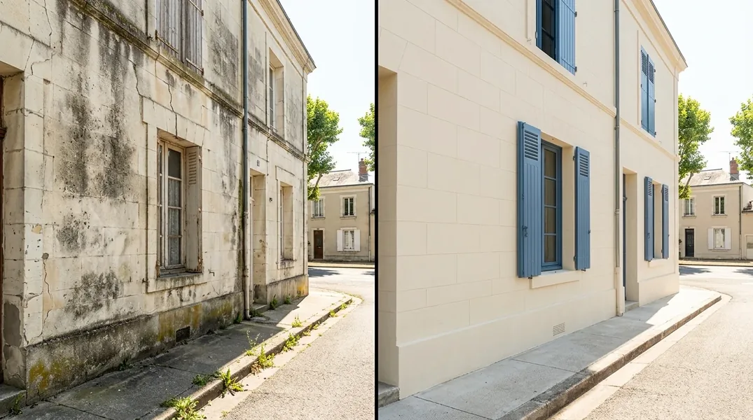 Façade noircie ou couverte de mousse : quelles solutions dans le Maine-et-Loire ?